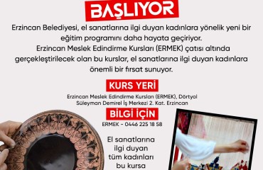 Çelik Kalem Bakır İşlemeciliği ve Cengerli Kilim Dokuma Kursları Başlıyor