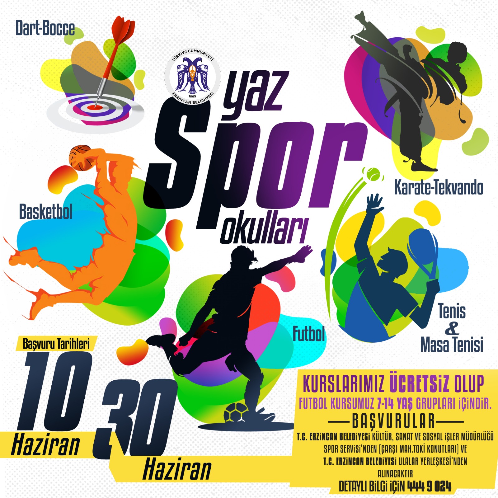 Erzincan Belediyesi Yaz Spor Okulları İçin Kayıtlar Başlıyor